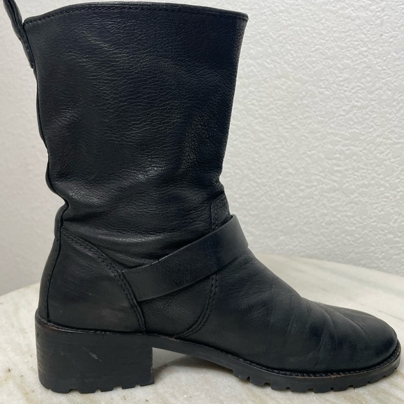 Cole Haan boots moto buckle leather hemlock black sz 8 biker women - Picture 5 of 12